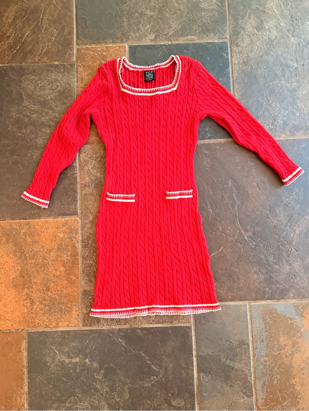 Jolie & Joy FCT with Love Red Cable Knit Bodycon Dress